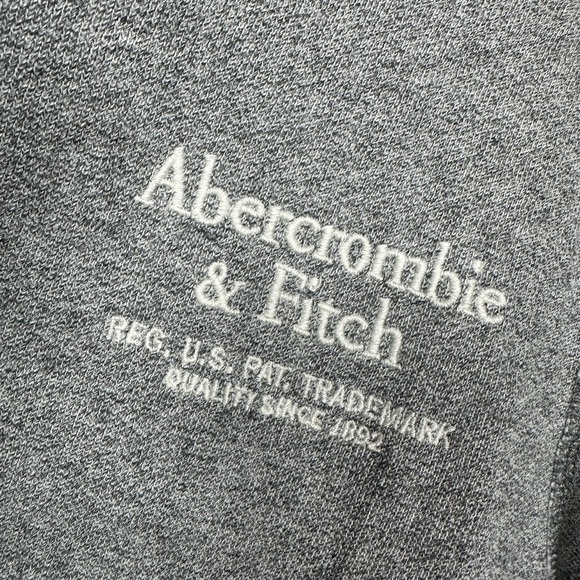 Abercrombie & Fitch Gray Full Zip‎ Hooded Jacket Sweatshirt Y2K Spellout Sz S - Picture 2 of 7
